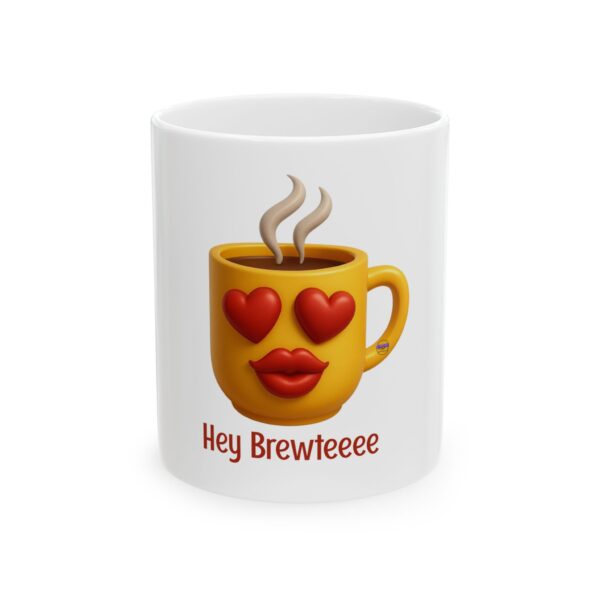 Emoji "Hey Brewteeee" Ceramic Mug, (11oz, 15oz)