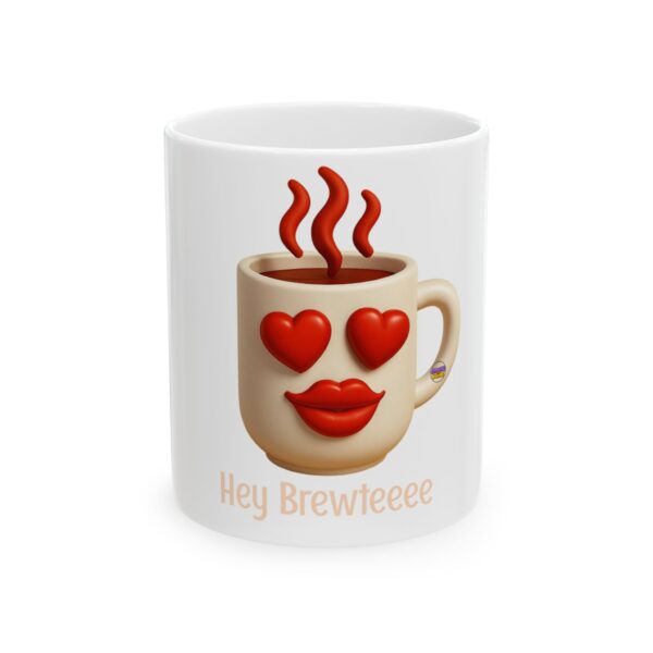 Emoji "Hey Brewteeee" Ceramic Mug, (11oz, 15oz)