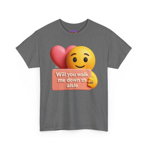"Will You Walk Me Down The Aisle?" Pink Heart Emoji Unisex T-Shirt